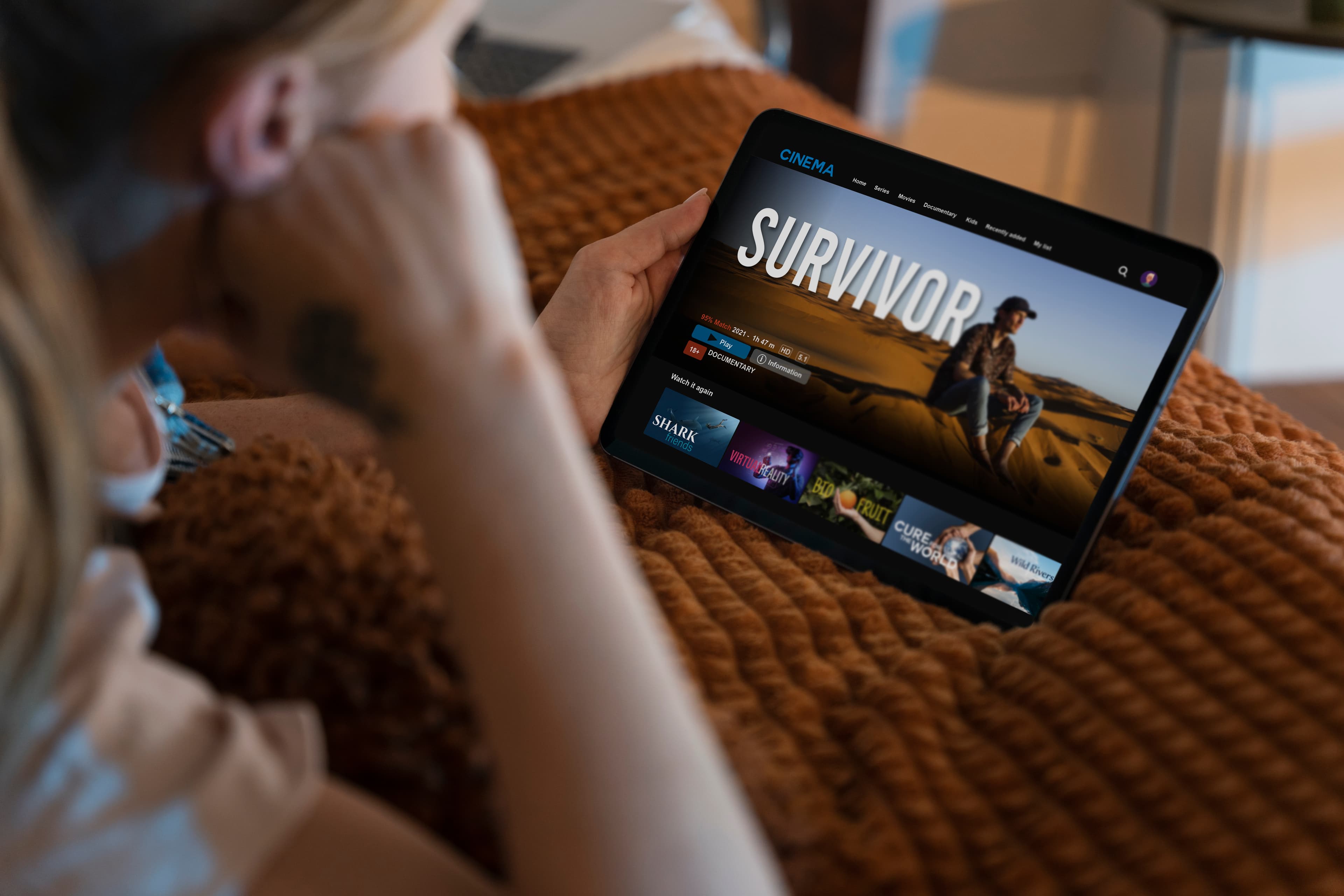 Woman watching VOD